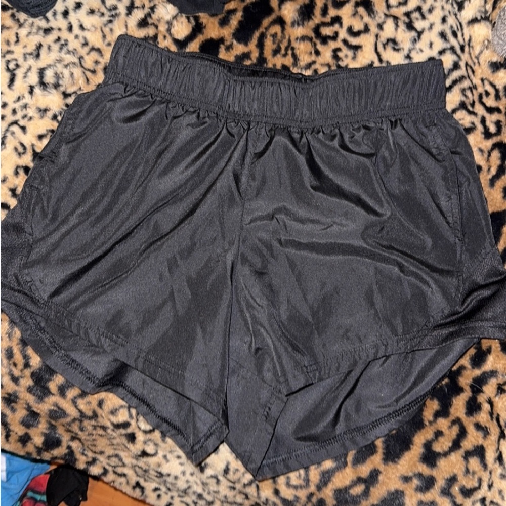 Black Athletic Shorts with Elastic Waistband and Lightweight Fabric